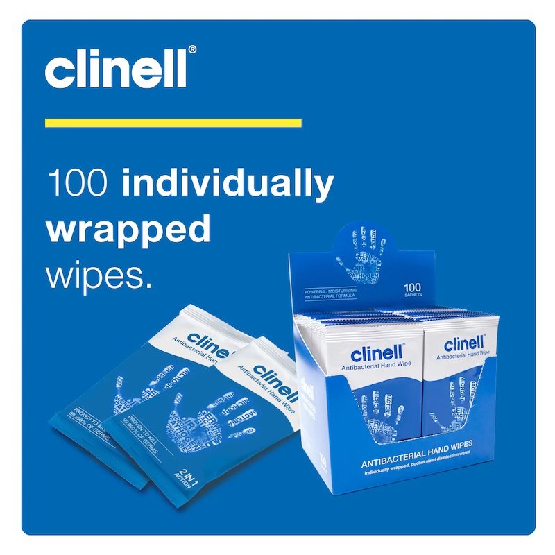 Clinell Antibacterial Hand Cleaning Wipes - Soft Pack of 100