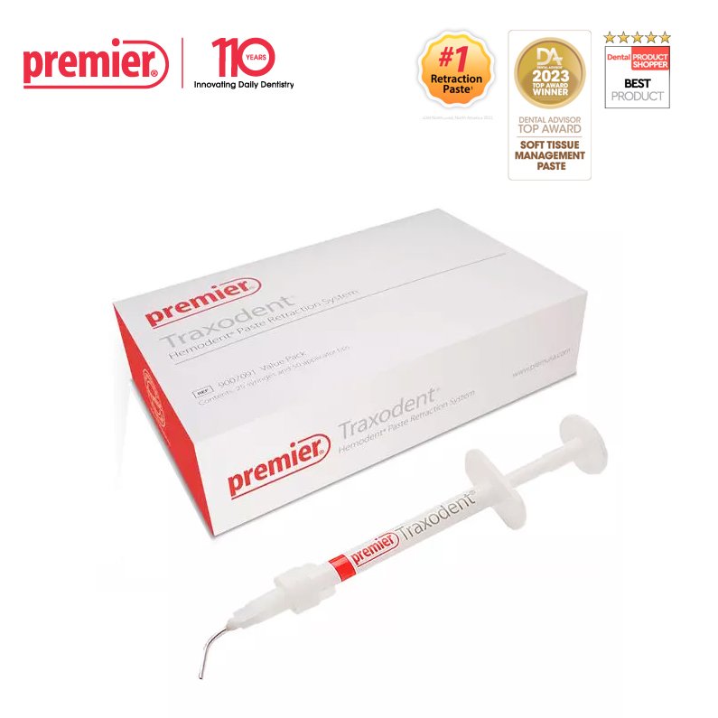 Premier Traxodent Hemodent Retraction Paste - 25 Syringes & 50 Tips