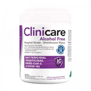 Clinicare Ultra Thick Alcohol Free Disinfectant Wipes - Canister of 180