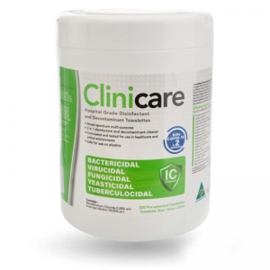 Clinicare Hospital Grade Disinfectant HGD Towelette - Canister of 220