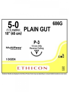 Ethicon Plain Gut Sutures 5/0 13mm P-3 45cm /Box of 12