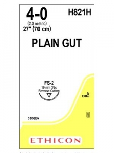 Ethicon Plain Gut Sutures 4/0 19mm FS-2 70cm / Box of 36