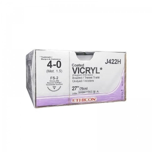 Ethicon Vicryl Absorbable Sutures 4/0 19mm 3/8 FS-2 70cm Coated Undyed / Box of