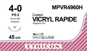 Ethicon VICRYL RAPIDE Sutures Undyed 45cm 4-0 PS-2 19mm - Box of 36