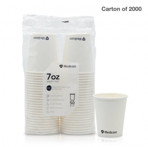 Medicom White Paper Cups 200ml - Carton of 2000