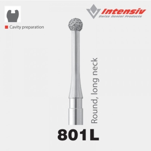 Intensiv 801L Round Long Neck Diamond Bur Pack of 6