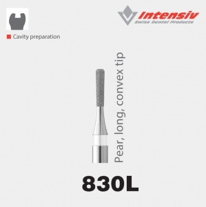 Intensiv 830L Pear Long Convex Tip Diamond Bur Pack of 6