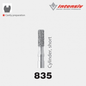 Intensiv 835 Cylinder Short Diamond Bur Pack of 6