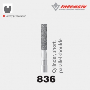 Intensiv 836 Cylinder Short Parallel Shoulder Diamond Bur Pack of 6