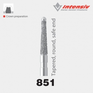 Intensiv 851 Tapered Round Safe End Diamond Bur Pack of 6
