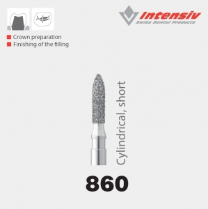 Intensiv 860 Flame Cylindrical Short Diamond Bur Pack of 6