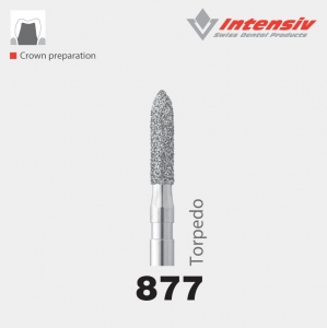 Intensiv 877 Cylinder Torpedo Short Diamond Bur Pack of 6