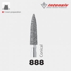 Intensiv 888 Flame Conical Diamond Bur Pack of 6