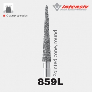 Intensiv 859L Pointed Cone Round Diamond Bur Pack of 6