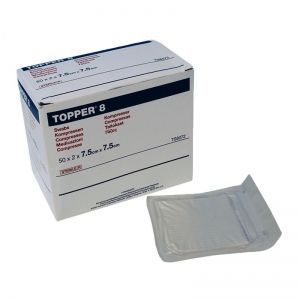 Topper 8 Gauze Sterile 7.5cm x 7.5cm  - Box of 50 packs of 2 pcs